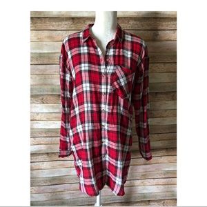 Divided by H&M red plaid button down shirt